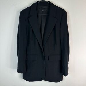Boston Proper Beyond Travel Classic Boyfriend Blazer Womens 14 Black One Button
